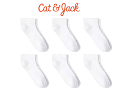 Toddler Athletic 6pk Low Cut Socks - Cat and Jack™ White