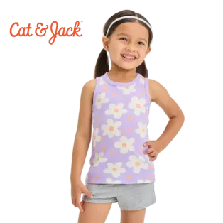 Toddler Girls' Floral Tank Top - Cat & Jack™ Lavender